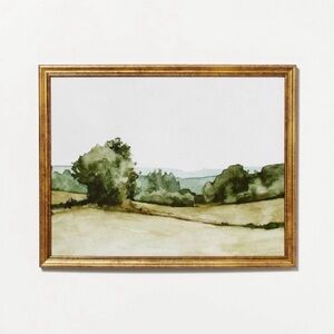 NIB 14" * 11" Rolling Hills Framed Wall Canvas Green - Threshold w/ Studio McGee
